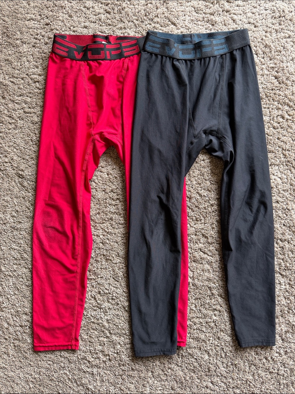 2 Pair Kids Performance Leggings - Red and Black